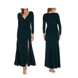 Women's Nightway Long Sleeve Jersey With Mock Wrap Bodice Dress